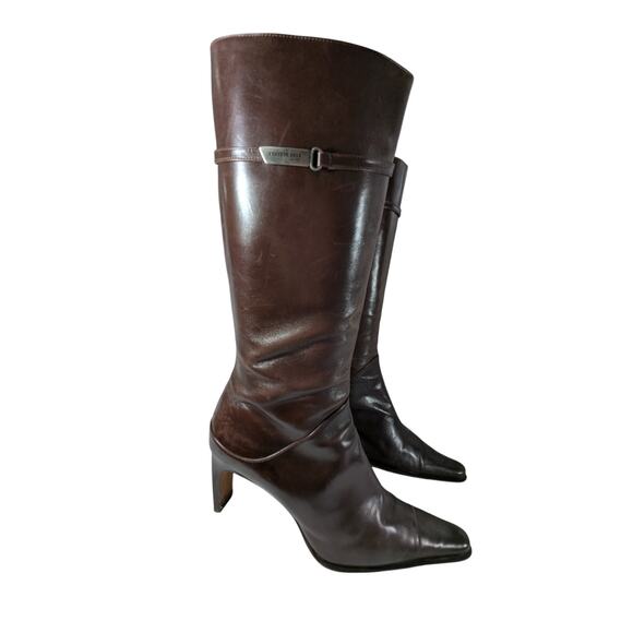 KENNETH COLE! ESPRESSO BROWN GENUINE LEATHER NIPPED POINTY TOE BOOTS! SZ 9M - Picture 6 of 13